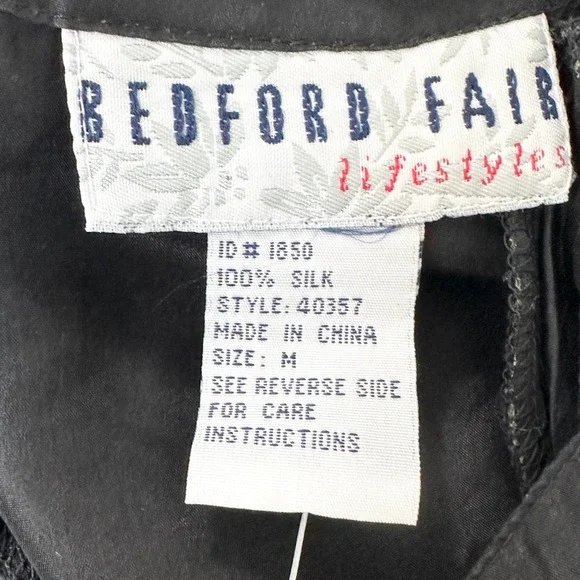 Vintage 90s 100% Silk Short Sleeve Black Blouse Size Med Minimalist Quiet Luxury - Picture 4 of 6